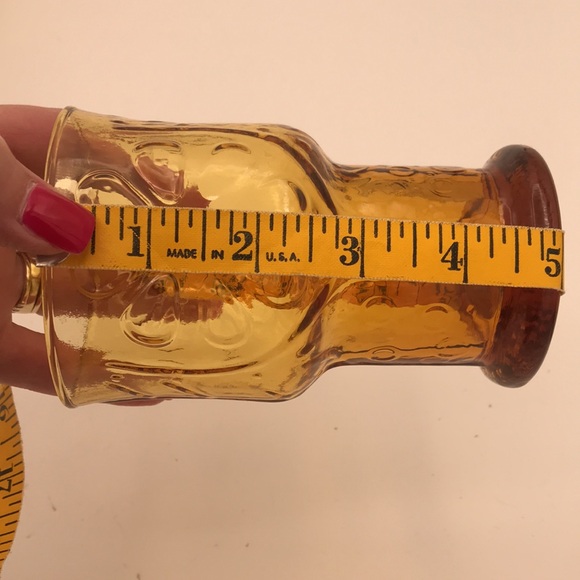 VTG Libbey Amber Daisy Country Garden 5" Beverage Glasses Set of 7 - Picture 7 of 8